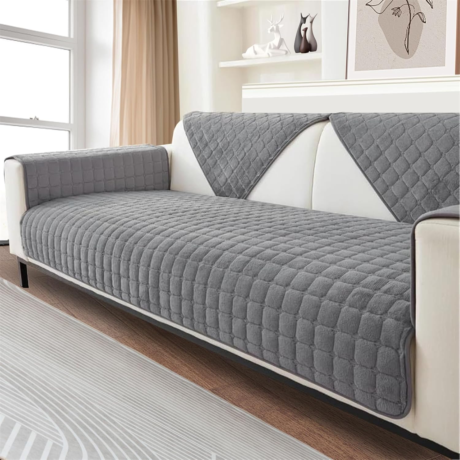 Washer Toss Set - Plush Plaid Sofa Cushion Non-Slip Four