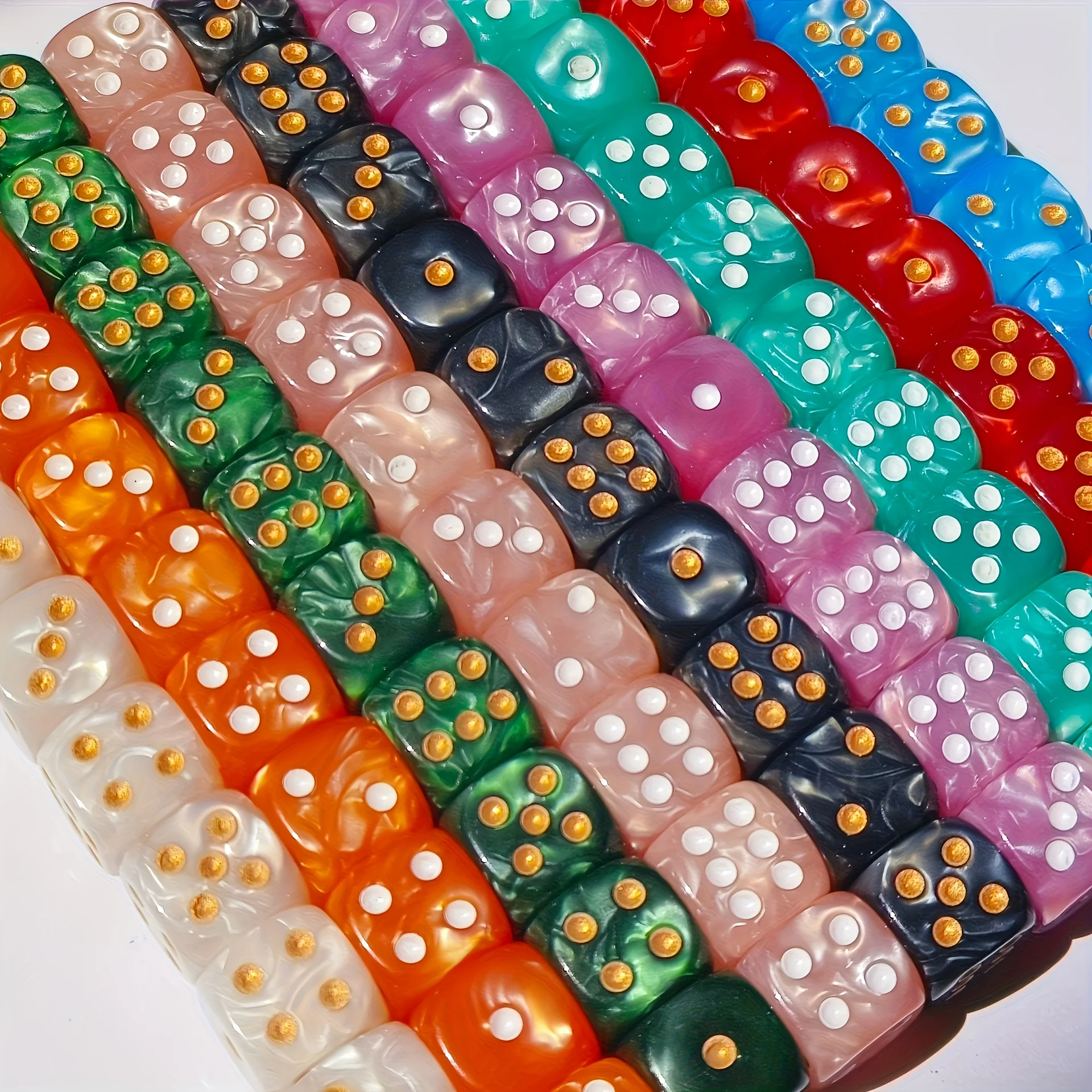 10Pcs 12mm Pearl Swirl D6 Dice - огляд і ціна Party Games Indoor